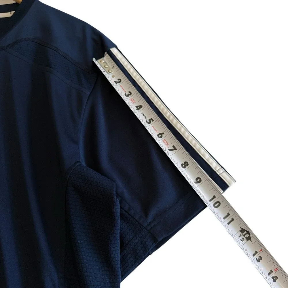 Adidas ClimaCool Short Sleeve‎ Blue White Stripes Athletic Gym Shirt XL #419